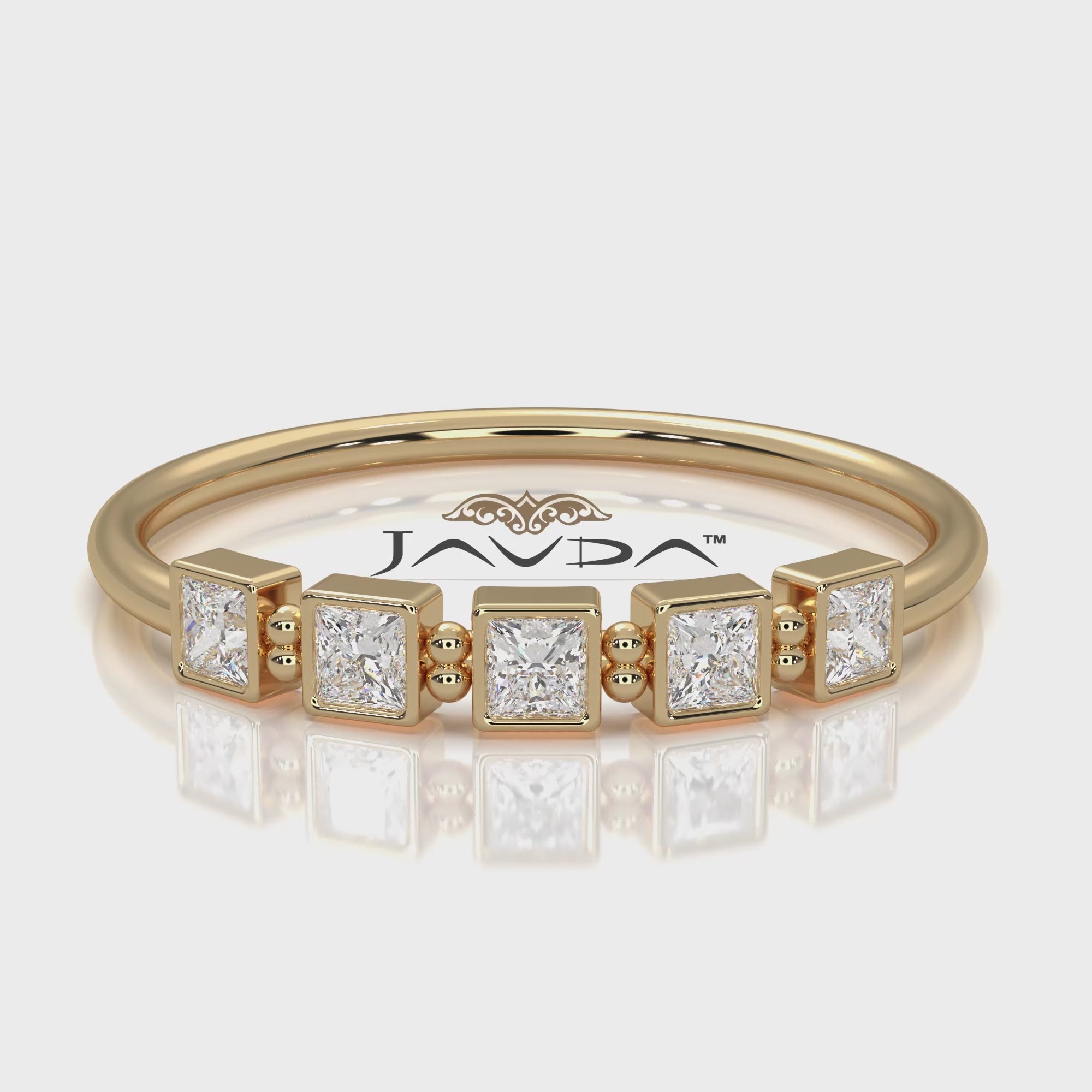 5 Stone Bezel Set Cluster Princess Lab Diamond Fashion Ring 0.23ctw.